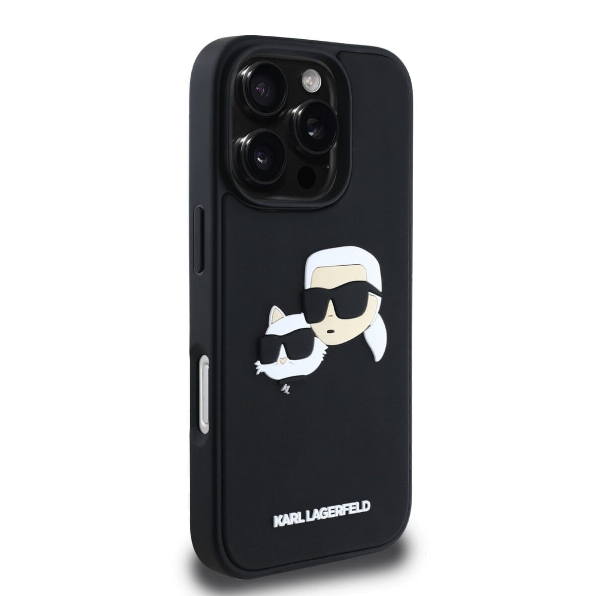 Karl Lagerfeld 3D Rubber Double Heads Black Kryt iPhone 16 Pro