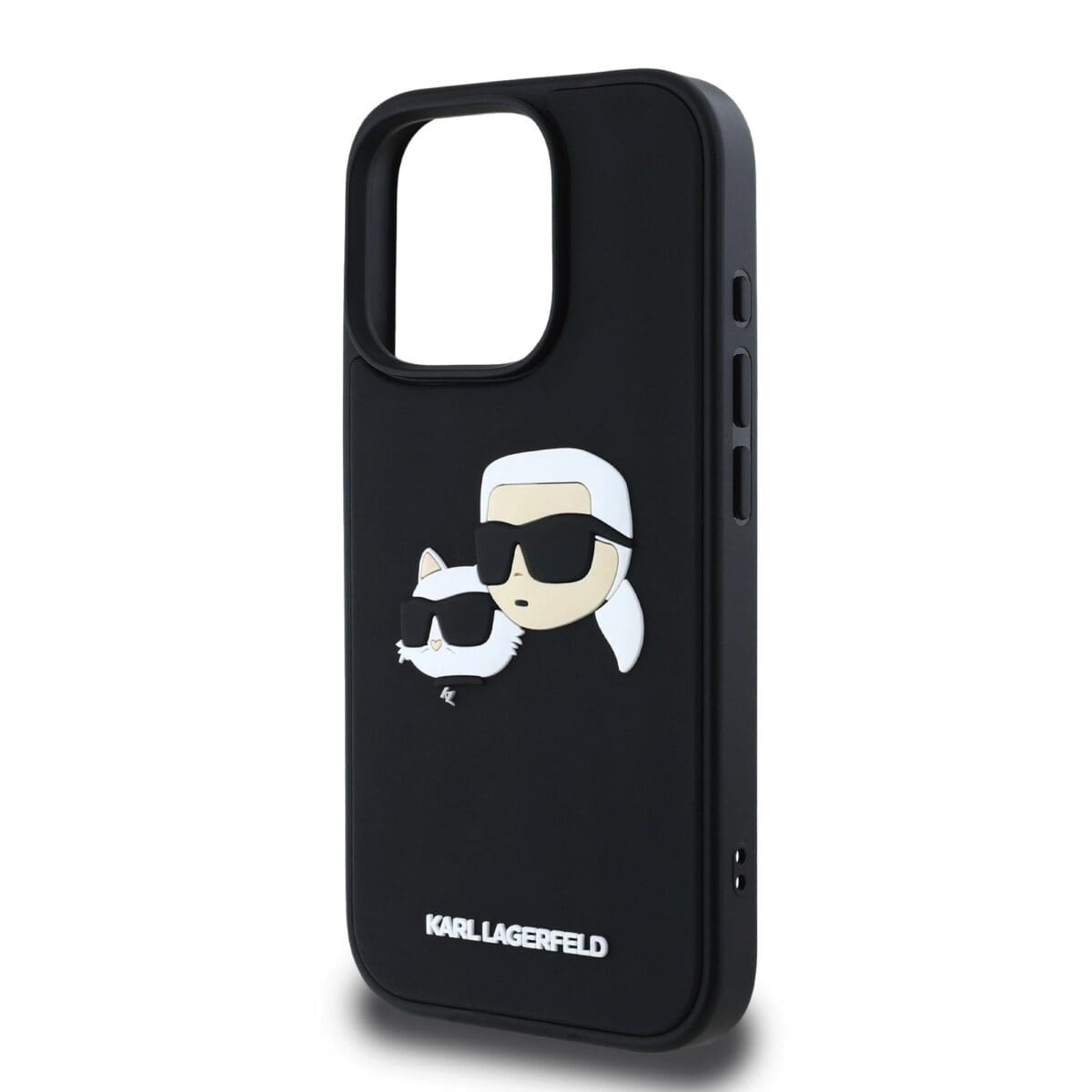 Karl Lagerfeld 3D Rubber Double Heads Black Kryt iPhone 16 Pro