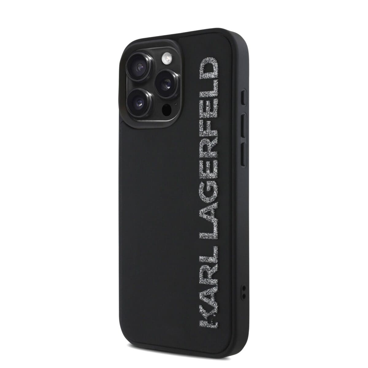 Karl Lagerfeld 3D Rubber Glitter Logo Black Kryt iPhone 15 Pro