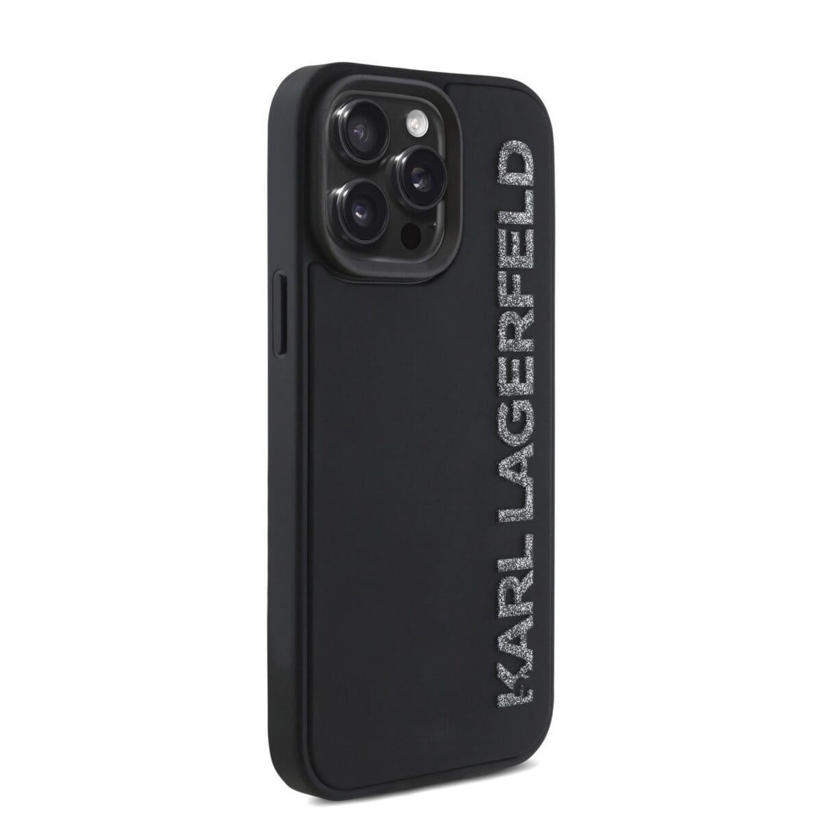 Karl Lagerfeld 3D Rubber Glitter Logo Black Kryt iPhone 15 Pro