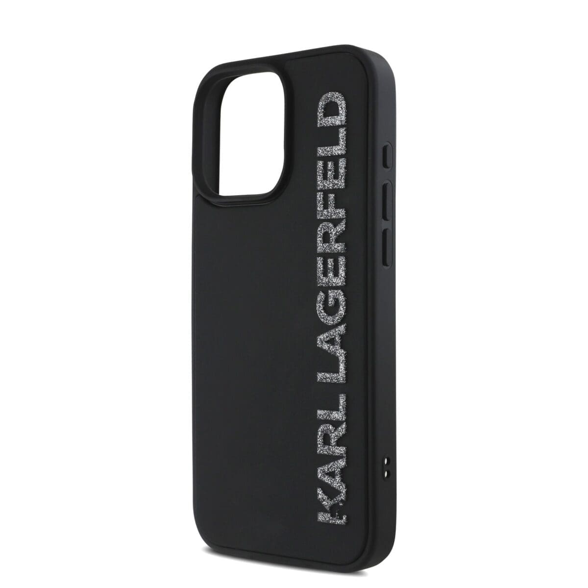Karl Lagerfeld 3D Rubber Glitter Logo Black Kryt iPhone 15 Pro