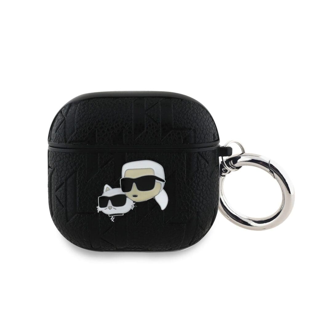 Karl Lagerfeld PU Embossed Karl and Choupette Heads Black Kryt AirPods 4