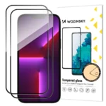 Wozinsky 2Pcs Full Screen Tempered Glass With Frame Case Friendly Full Glue Black iPhone 15 Plus