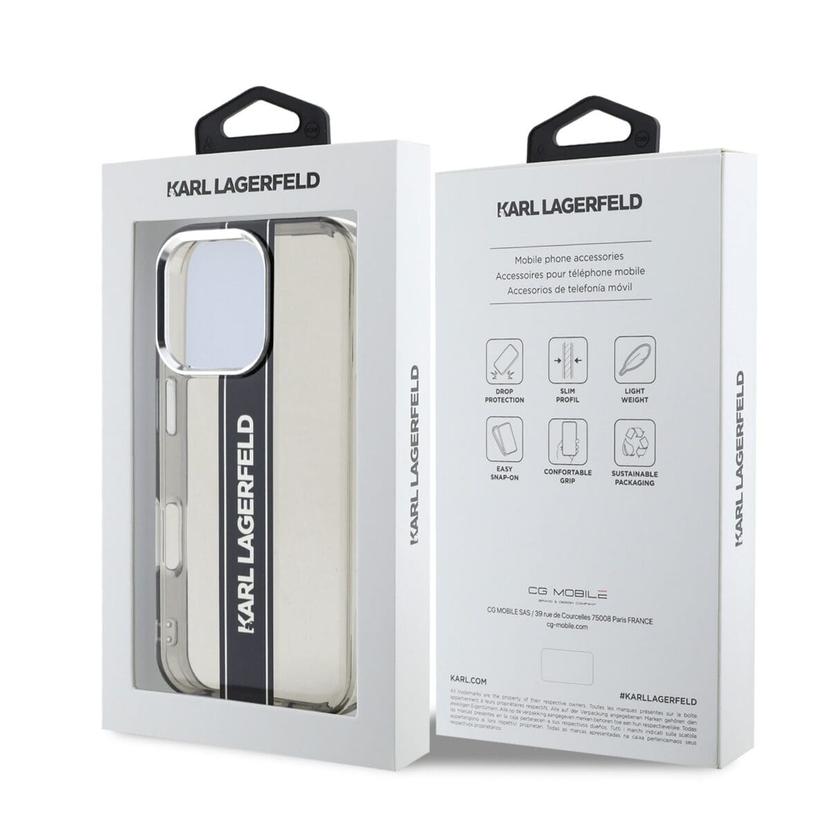 Karl Lagerfeld IML Stripe Logo Black Kryt iPhone 16 Pro