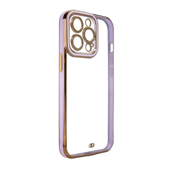 Fashion Gold Frame Gel Cover Purple Kryt Samsung Galaxy A12