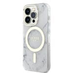 Guess IML Marble MagSafe White Kryt iPhone 13 Pro