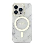 Guess IML Marble MagSafe White Kryt iPhone 13 Pro