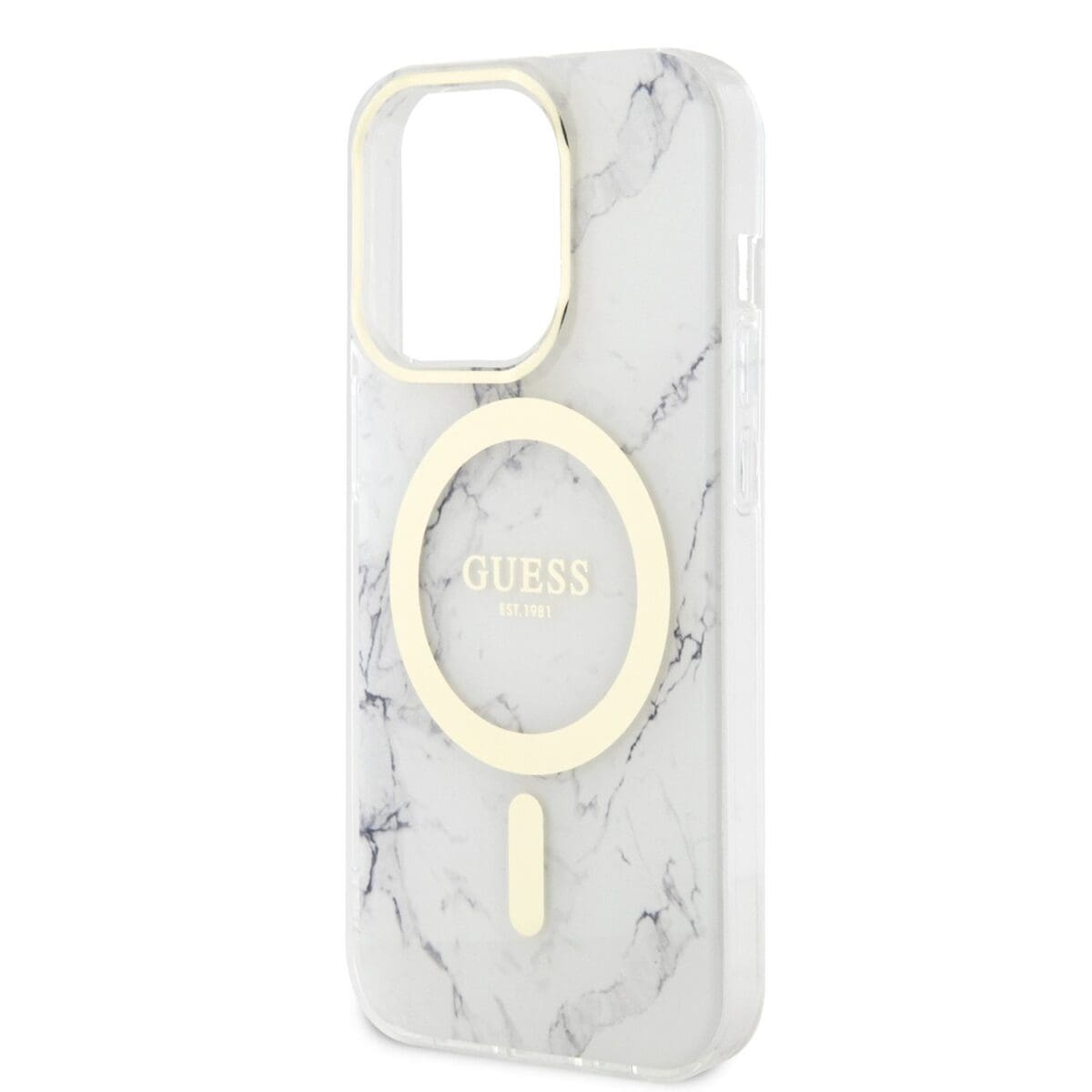 Guess IML Marble MagSafe White Kryt iPhone 13 Pro